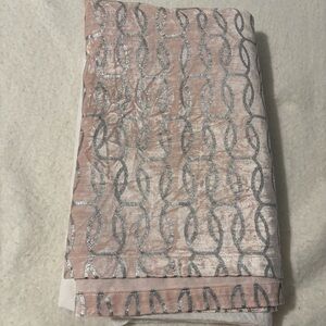 Pottery Barn Baby Amelia Velvet Crib Skirt Blush‎ Pink Silver Metallic